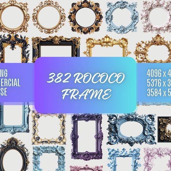 382 Antike Rokoko Und Barock Vintage Rahmen Png Clipart Kommerzielle Nutzung | Rahmen Bundle Sublimation PNG transparente Bilddatei