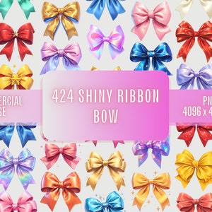 681 glänzenden Schleife Clipart Bundle PNG Kommerzielle Nutzung | Rosa Gelb Grün Rot Blau Clolorful Schleife Clip Art Sublimation Transparent Bild