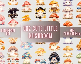 Watercolor Mushroom Clipart Bundle | Cute Forest PNG Images (Commercial Use)