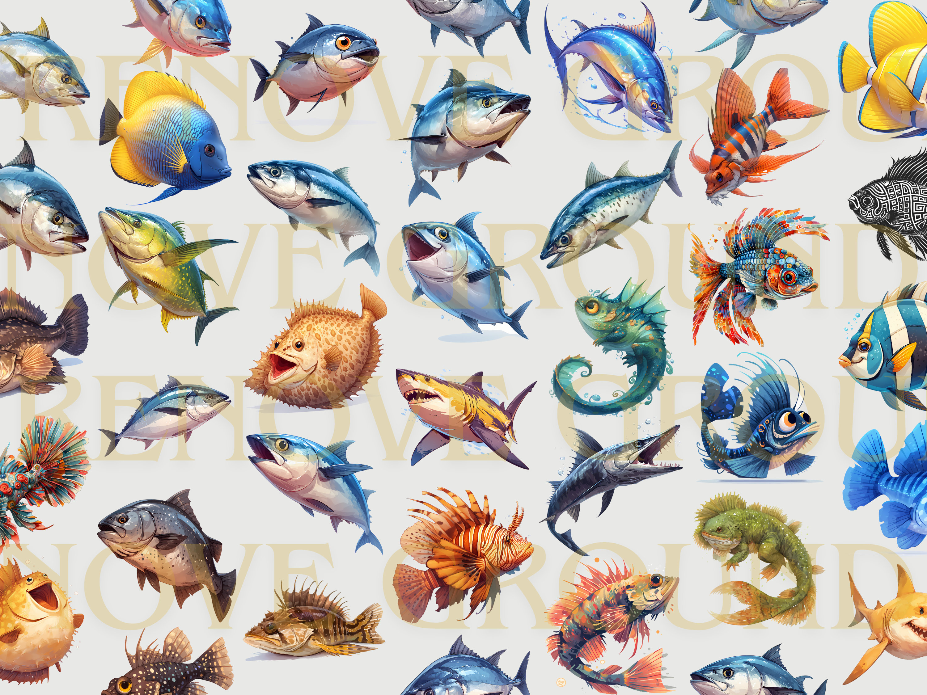 Saltwater Fish Clipart Bundle: 713 PNG Images (commercial Use) - Etsy
