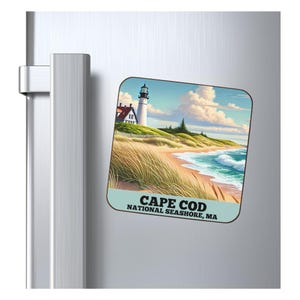 Aimant Cape Cod personnalisé, Aimant Cape Cod National Seashore, 3 x 3", Aimant Massachusetts, Premium