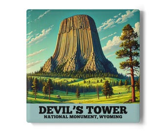 Devils' Tower Ceramic Coaster: Wyoming Home Decor
