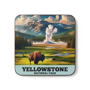 Yellowstone National Park Magnet: MDF, 3x3&quot;