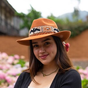 Peruvian Alpaca Wool Felt Fedora Hat, Cusco Handmade Terracota