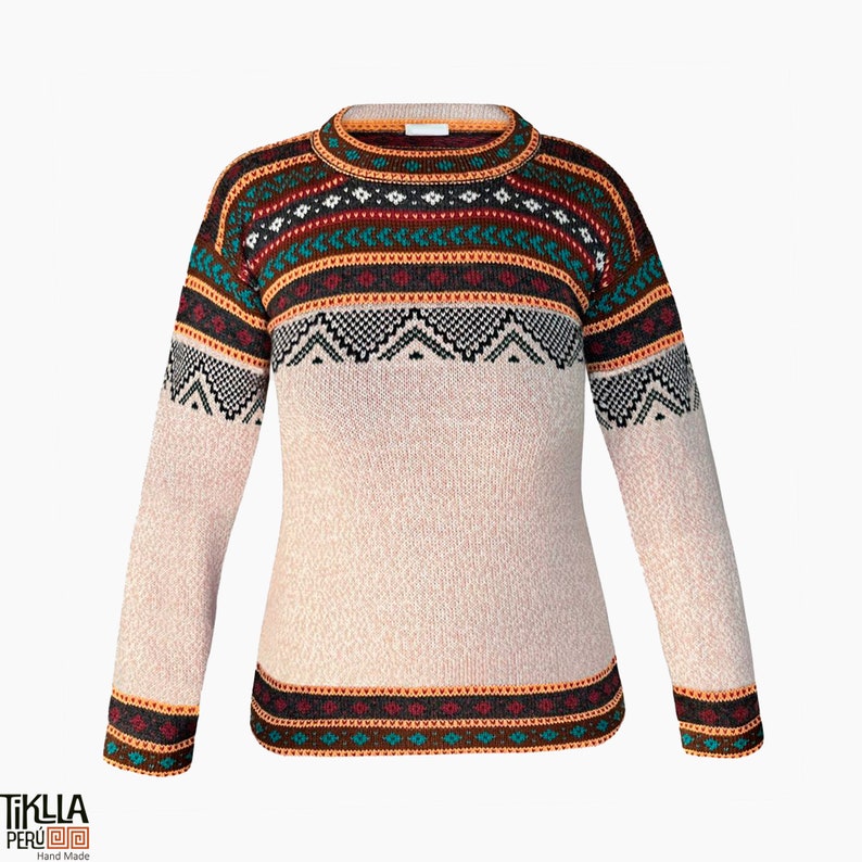 Pull en alpaga beige ou pull pour femme, pull en laine d'alpaga, pull surdimensionné, cadeau pull péruvien pour elle, cadeaux pour la fête des mères image 2