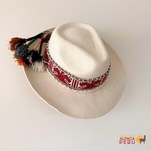 Peruvian Alpaca Wool Felt Fedora Hat, Cusco Handmade Cream 2