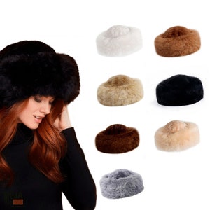 Luxury Baby Alpaca Fur Hat for Woman, Charming and Elegant Russian-Style Alpaca Leather Hat