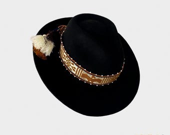Western Wool Felt Cowboy Fedora Hat with Alpaca Andean Band