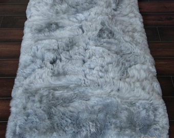 Gray Alpaca Fur Throw, Natural Silver Huacaya, Handmade Cusco Peru