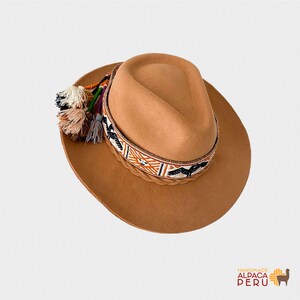 Peruvian Alpaca Wool Felt Fedora Hat, Cusco Handmade Camel 2