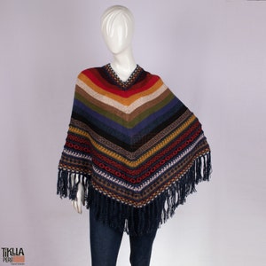 Poncho peruano de alpaca de lujo para mujer, chompa de alpaca, poncho de lana de Alpaca con pliegues, poncho de alpaca, poncho ligero, capa de lana ALPACA