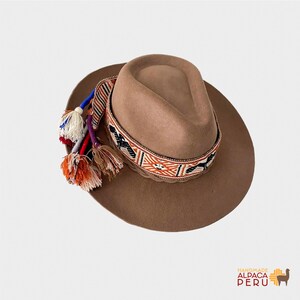 Peruvian Alpaca Wool Felt Fedora Hat, Cusco Handmade Taupe 3