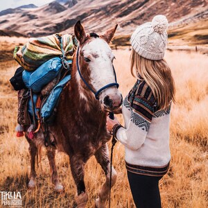 Pull en alpaga beige ou pull pour femme, pull en laine d'alpaga, pull surdimensionné, cadeau pull péruvien pour elle, cadeaux pour la fête des mères image 3