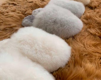 Baby Alpaca Fur Slippers for Women | Fluffy Closed Toe, Handmade Peru