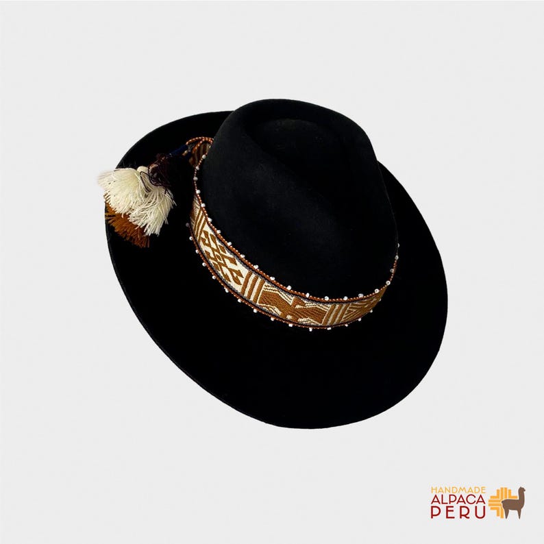 Peruvian Alpaca Wool Felt Fedora Hat, Cusco Handmade Black