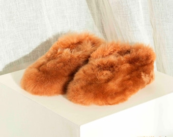 Baby Alpaca Fur Slippers | Boho Southwestern House Shoes | Peruvian Gift