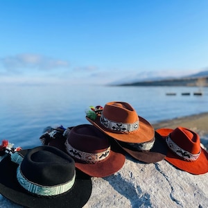 Peruvian Alpaca Wool Felt Fedora Hat, Cusco Handmade Brown 3