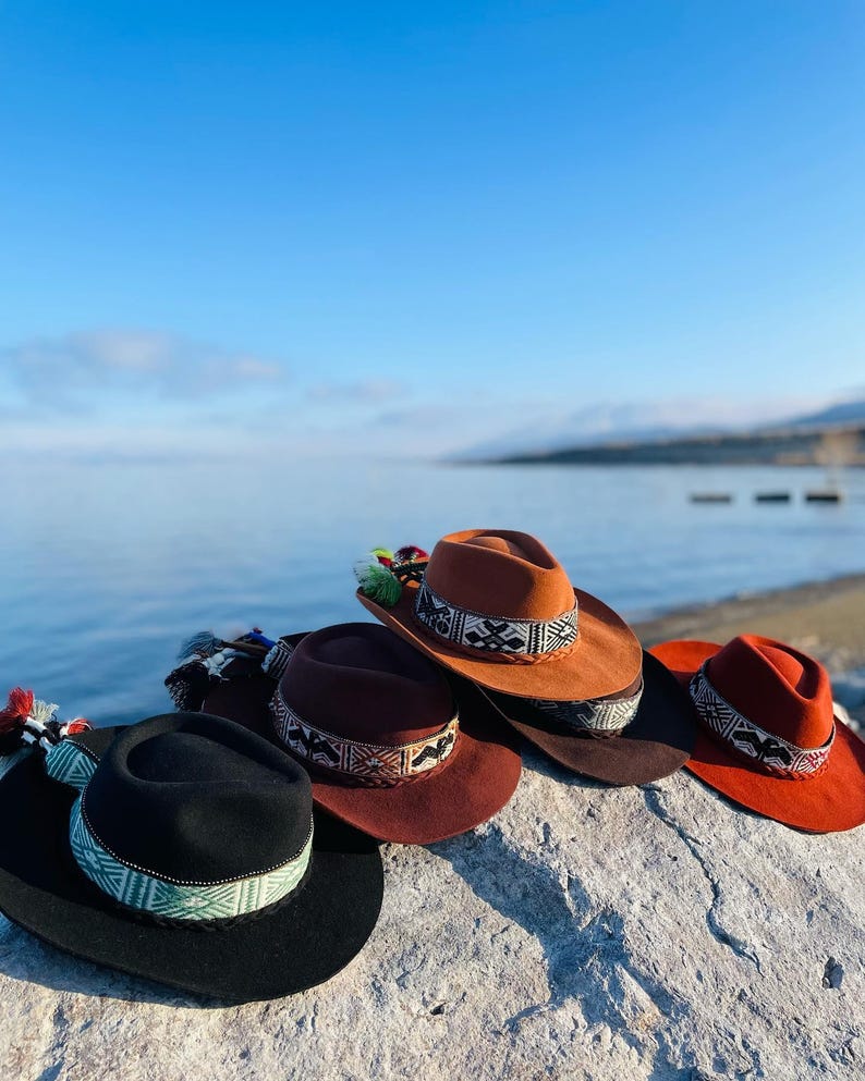 Peruvian Alpaca Wool Felt Fedora Hat, Cusco Handmade Brown 3