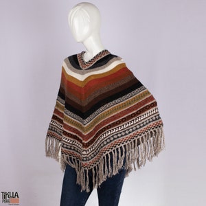 Poncho ligero, capa de lana ALPACA, poncho de lana de Alpaca con pliegues, poncho de alpaca, poncho peruano de alpaca de lujo para mujer, chompa de alpaca
