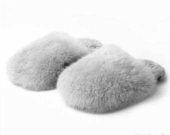 Alpaca Fur Slippers Unisex | Latex Foam Insole, Handmade in Cusco