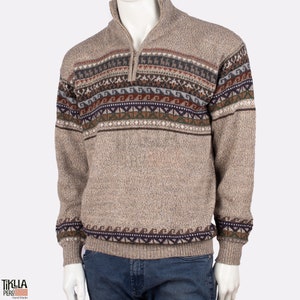 Alpaca Cardigan sweater for men, Men&#39;s Wool Sweater, Royal Blue Sweater,Stylish Handmade Alpaca Sweater for Men,Hand Knitted Alpaca Cardigan