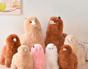 100% Real Alpaca Fur Toy, Extremely Soft Stuffed Beige Toy, Adorable Alpaca Fur Toy, Peruvian Alpaca