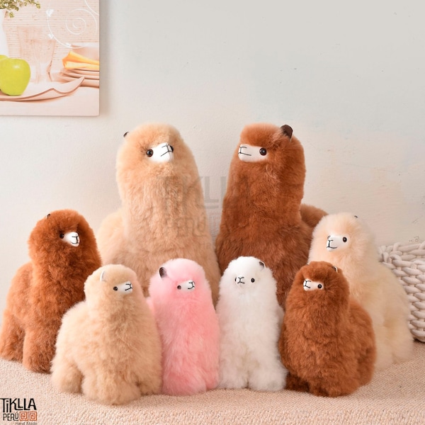 100% Real Alpaca Fur Toy, Extremely Soft Stuffed Beige Toy, Adorable Alpaca Fur Toy, Peruvian Alpaca