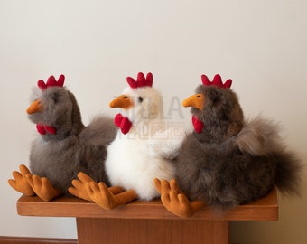 Poulets d'alpaga / Beaux jouets en fourrure d'alpaga 100 % véritable / Poulet fait main / Poulets d'alpaga de la ferme / Animal en peluche de luxe / fourrure d'alpaga.