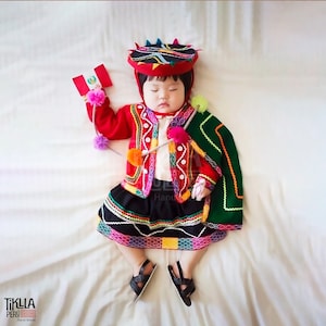 Peruvian valicha costume, dance costume for girls, girl dress 2-10 years old, typical Peruvian costume for girls, typical costume