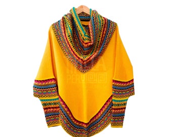 Knitted Turtleneck Poncho Cape YELLOW Superfine Alpaca Wool women, poncho sweater women warm soft