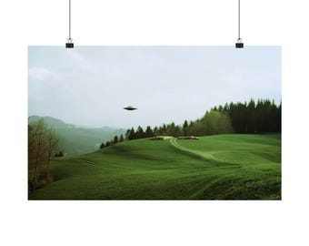 Upscaled Billy Meier UFO / UAP Photo Poster, I want to Believe, UFO Poster, Alien Art, Alien Poster, gifts for husband, gifts, Digital Art