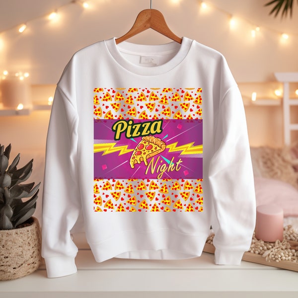 Sudadera Pizza night, unisex, estilo urbano, diseño retro, oversize, regalo amantes pizza .Sweatshirt Pizza. IRRES1STIBLE
