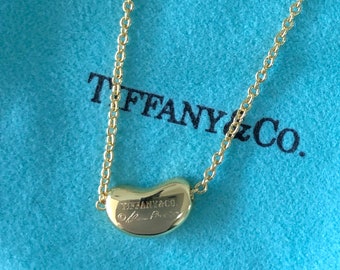 Tiffany 18K Gold Bean shape Necklace Tiffany Co Necklace Long Gold