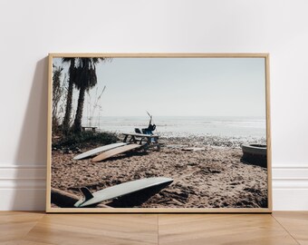 Sano Sonntage, Surfer Digitaldruck, Surf Wandkunst, Küsten Surf Dekor, Surf Fotografie Druck, Boho Surf Dekor, minimalistisch