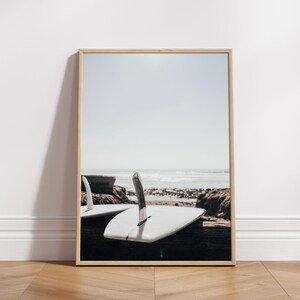 Longboard, Impresión digital de surfista, Arte mural de surf, Decoración costera de surf, Impresión fotográfica de surf, Decoración de surf bohemia, Minimalista