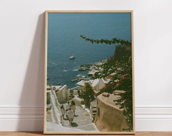 Santorini Film Print, Aegean Sea, Greece Coastal Art (Digital Download)