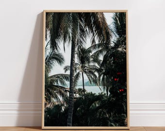 Morning Lookout, Tropical Palm Tree Print, Palm Tree Wall Art, Palm Tree Digital Art, Tropical Decor, Coastal Palm Tree Print
