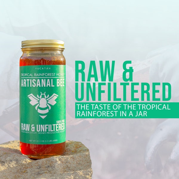 Tropical Rainforest Honey - A Taste of the Tropics - 100% Raw and Unfiltered Sourced from the biodiverse Yucatan rainforest.