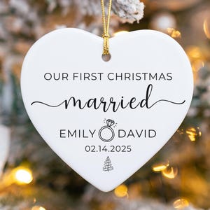 Personalized First Christmas Married Ornament, Custom Marriage Gift, Personalized Newlyweds Ornament, Custom Just Married Christmas Keepsake