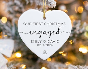 Personalized First Christmas Engaged Ornament, Custom Engagement Gift, Personalized Engagement Ornament, Customized Engagement Keepsake