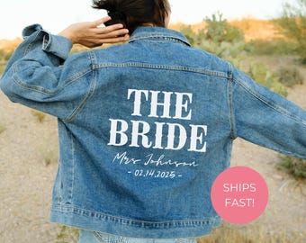 Giacca di jeans personalizzata per la sposa, giacca di jeans personalizzata per la sposa, regalo personalizzato per la sposa con nome e data, regalo di fidanzamento per la sposa