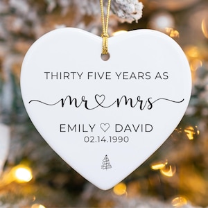 Personalized 35th Wedding Anniversary Gift | Thirty-Five Years Married | Christmas Ornament with Custom Name & Date