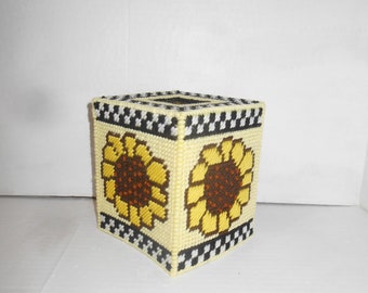 Cubierta de caja de pañuelos de girasol amarillo