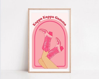 Pink Country-themed Kappa Kappa Gamma Sorority Digital Print