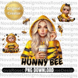 Hunny Bee e crianças Png, Mama abelha png, Natureza mama, Design de sublimação de camisa de dia das mães, Sem fundo png, DTF png, Alta resolução