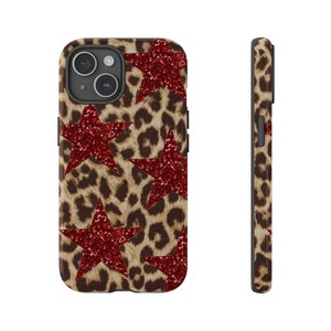 Red Star and Cheetah Print Tough Phone Case