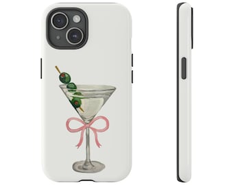Coquette Martini Bow Hand Painted Tough Phone Case | iPhone 17/16/15/14/13/12/11 Pro Max XR | Galaxy S23/S22/S21 Ultra | Pixel 6/7/8 Pro