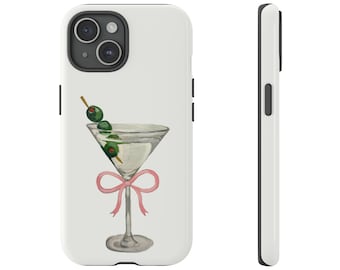 Coquette Martini Bow Hand Painted Tough Phone Case | iPhone 15/14/13/12/11 Pro Max XR | Galaxy S23/S22/S21 Ultra | Pixel 6/7/8 Pro