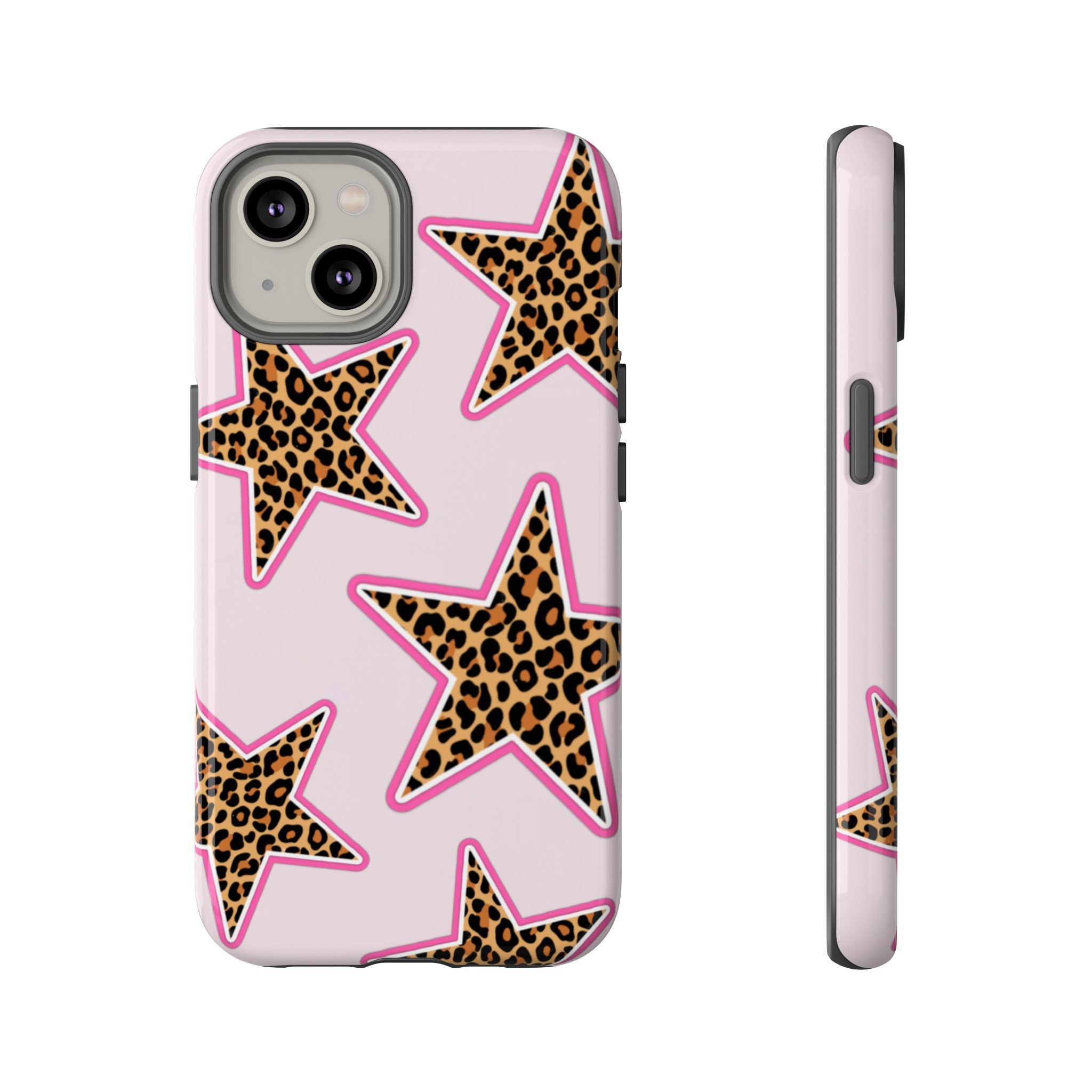 Leopard Print and Pink Star Aura Tough Phone Case | iPhone