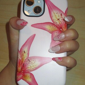 Pink Lily Flower Phone Case | iPhone 17/16/15/14/13/12/11 Pro Max | Galaxy S23/S22/S21 Ultra | Pixel 6/7/8 , Trendy Cool Girl Y2K Phone Case image 3